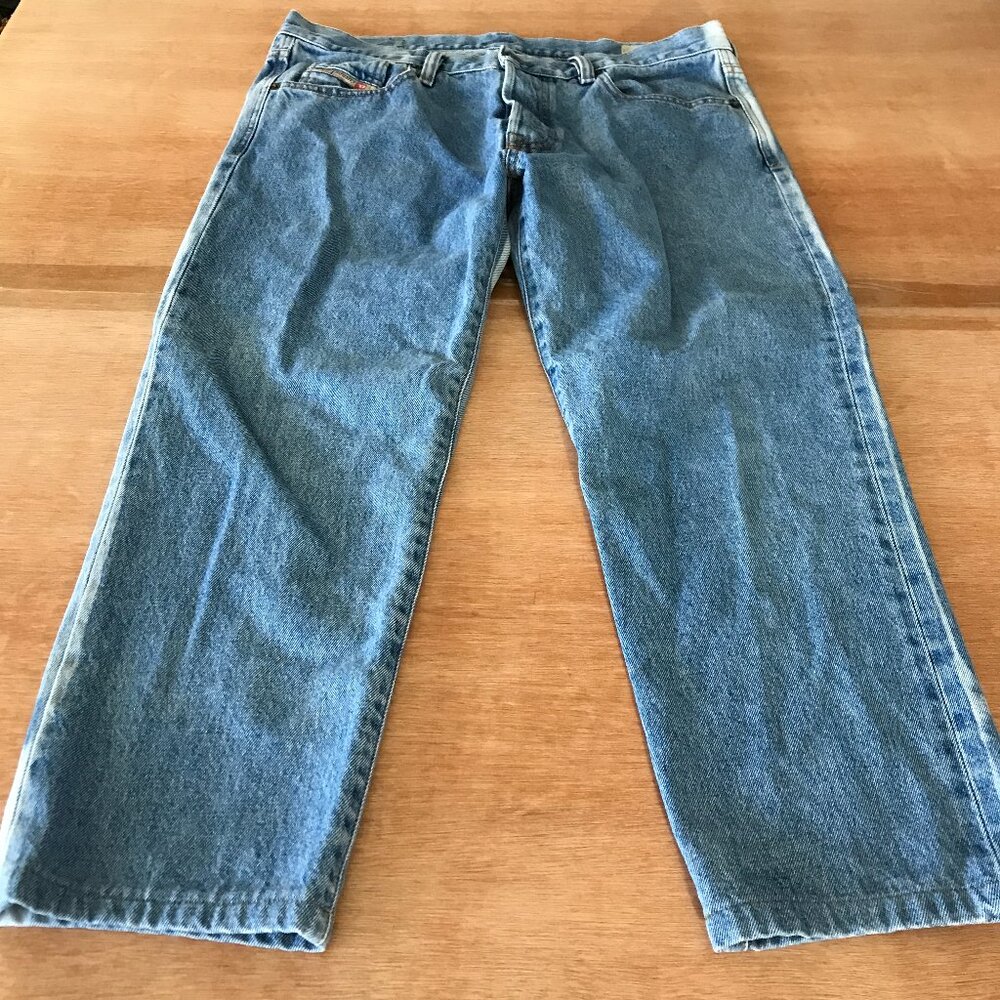 Diesel Mharky Skinny Jeans Men 34x24 Blue Mid Rise Button Fly Two Tone Stretch